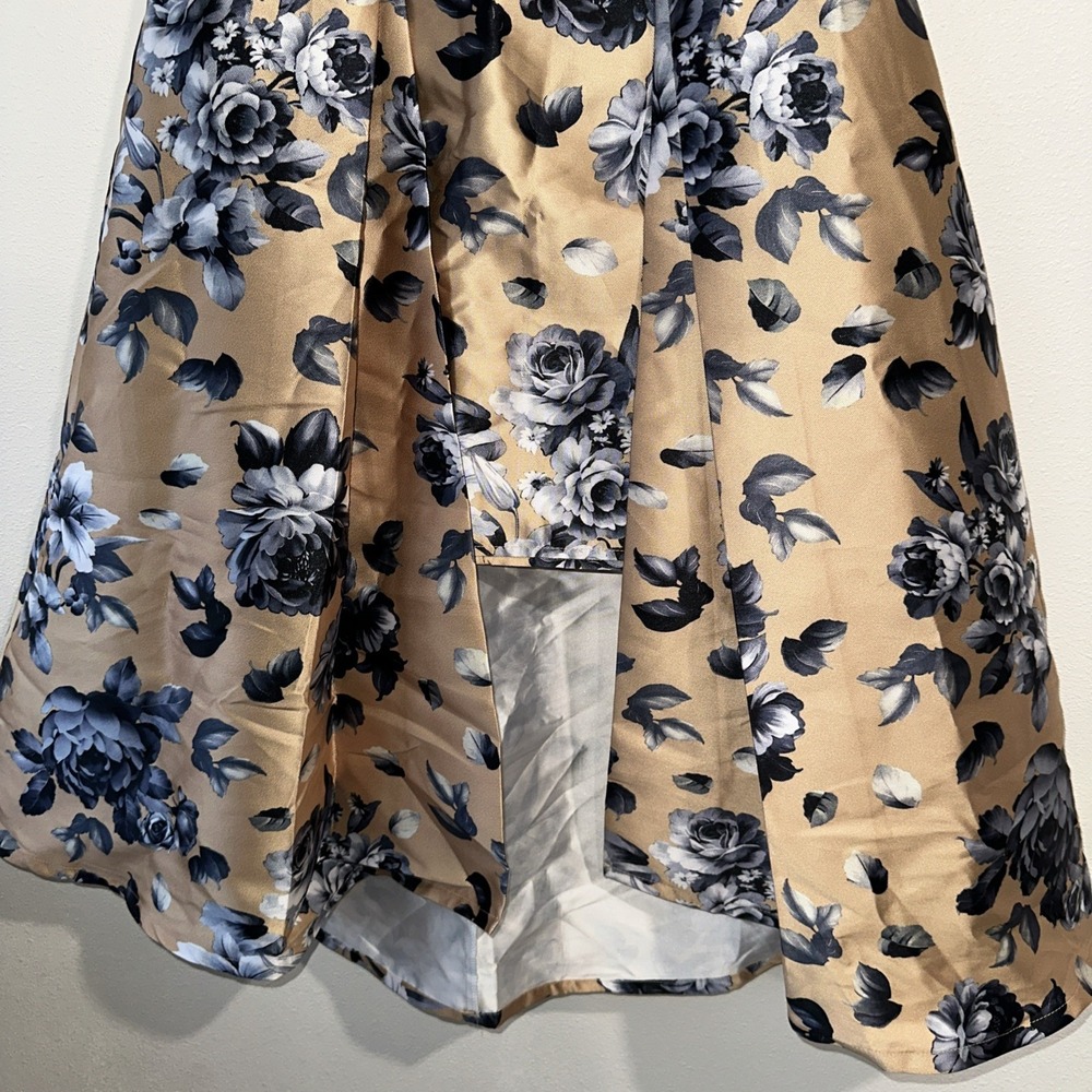 Jealous Tomato Blue /‎ Gold Floral Skirt  Size Small - Picture 4 of 11